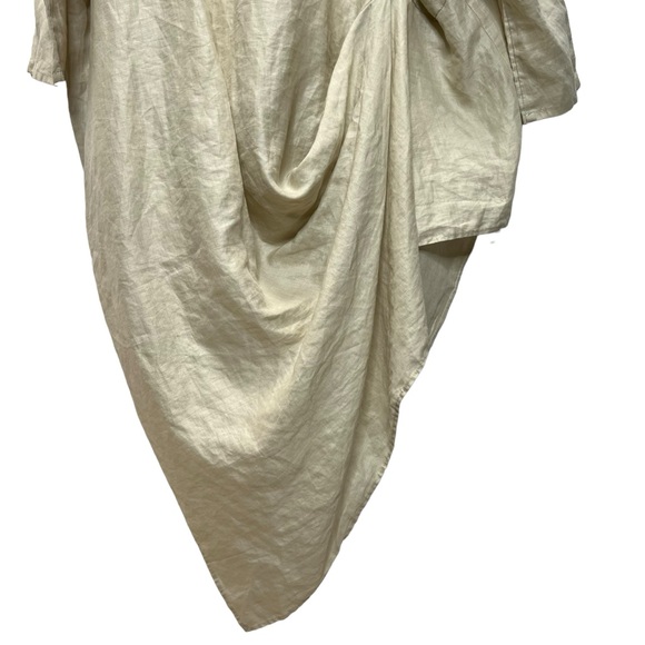 WEST LOVE LA 100% Linen Lagenlook Asymmetrical Hem Loose Long Sleeve Tops Blouse - Picture 5 of 13